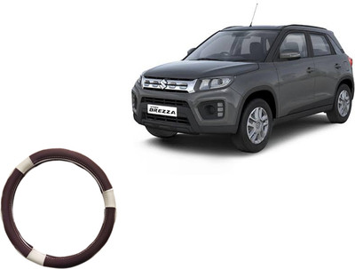 HOTRENZ Steering Cover For Maruti Ritz(Steering Cover For Maruti Vitara Brezza White,Brown, Leatherite)