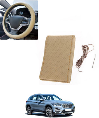 AYW Hand Stiched Steering Cover For BMW X1(Beige, Leatherite)
