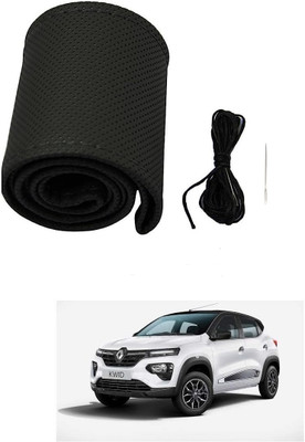 Arnejaa Hand Stiched Steering Cover For Renault Kwid(Black, Leather)