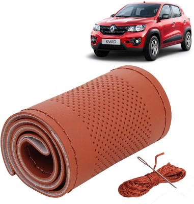Kingsway Hand Stiched Steering Cover For Renault Kwid(Tan Color with Tan Thread, Leatherite)