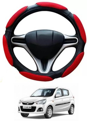 RONISH Hand Stiched Steering Cover For Maruti Alto K10(Black, Red, Leatherite)