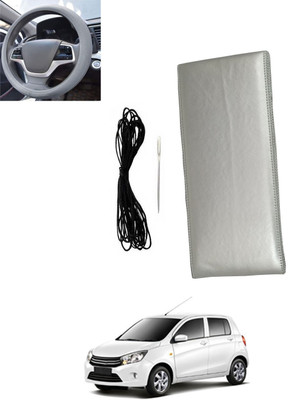 MSNP Hand Stiched Steering Cover For Maruti Celerio(Silver, Leatherite)