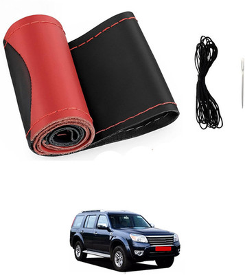 ABJD Hand Stiched Steering Cover For Hyundai Universal For Car(Red, Black, Leatherite)
