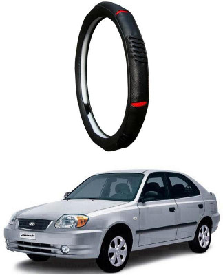 AUTO PEARL Steering Cover For Hyundai Accent(Diamond Black Red, Leatherite)