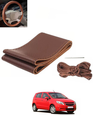 RKPSP Hand Stiched Steering Cover For Chevrolet Sail UVA(Brown, Leatherite)
