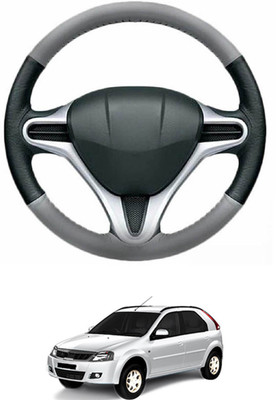 MATIES Steering Cover For Mahindra Verito Vibe(Grey, Black, Leather)