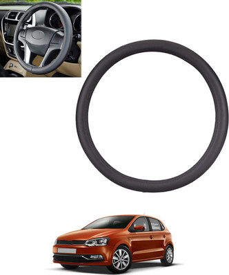 MSNP Steering Cover For Volkswagen Polo(Black, Leatherite)