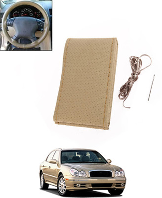 monolive Hand Stiched Steering Cover For Hyundai Sonata(Beige, Leatherite)