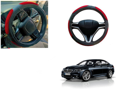 Automotive Prist Steering Cover For BMW 5 Series(Black & Red, Leatherite)