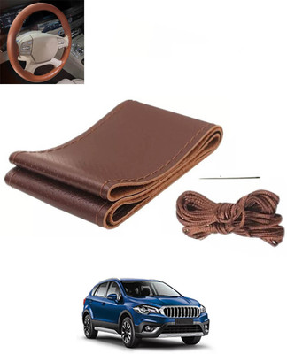 monolive Hand Stiched Steering Cover For Audi S4(Brown, Leatherite)
