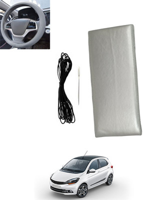MSNP Hand Stiched Steering Cover For Tata Universal For Car(Silver, Leatherite)