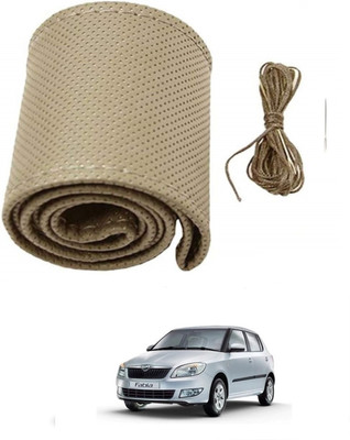 ARNEJA Hand Stiched Steering Cover For Skoda Fabia(Beige, Leather)