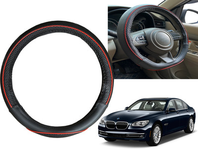 PEEPS STORE Steering Cover For BMW 7 Series(Black, Red, Leatherite)