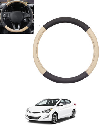 monolive Hand Stiched Steering Cover For Hyundai Elantra(Beige, Black, Leatherite)