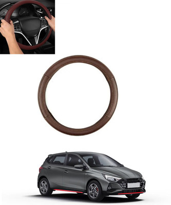 ABJD Steering Cover For Hyundai Universal For Car(Brown, Leatherite)