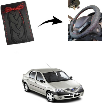 Autoinnovation Hand Stiched Steering Cover For Mahindra Logan(Black, Leather)