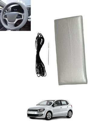 MSNP Hand Stiched Steering Cover For Volkswagen Polo(Silver, Leatherite)