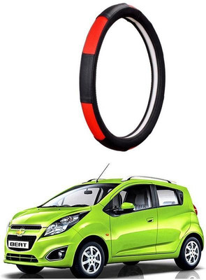 AUTO PEARL Steering Cover For Chevrolet Beat(Gold Blaze Black and Red, Leatherite)
