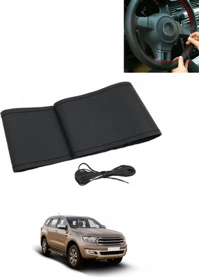 MATIES Hand Stiched Steering Cover For Ford Endeavour(Black, Leatherite)