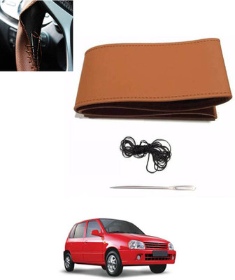 monolive Hand Stiched Steering Cover For Universal For Car Zen(Tan, Leatherite)