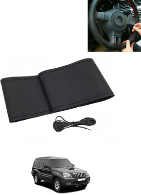 MATIES Hand Stiched Steering Cover For Hyundai Terracan(Black, Leatherite)