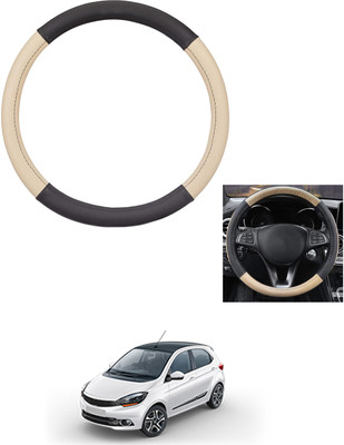 MATIES Steering Cover For Tata Universal For Car(Beige/Black, Leather)