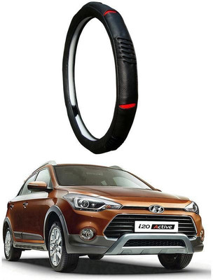 AUTO PEARL Steering Cover For Hyundai i20(Diamond Black Red, Leatherite)