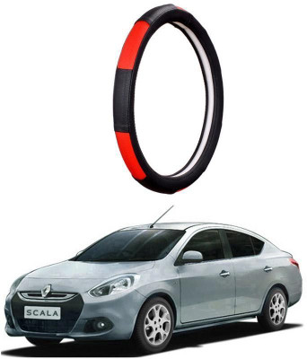 AUTO PEARL Steering Cover For Renault Scala(Gold Blaze Black and Red, Leatherite)