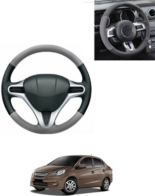 AYW Steering Cover For Honda Amaze(Grey/Black, Leatherite)