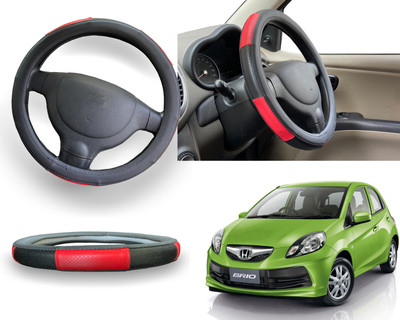 PEEPS STORE Steering Cover For Honda Brio(Red, Leatherite)