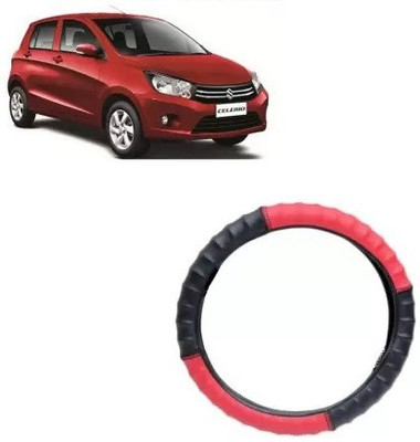 OOLTAH PAHIYA Hand Stiched Steering Cover For Suzuki Celerio(Red & Black, Leatherite)
