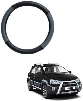 RKPSP Hand Stiched Steering Cover For Universal For Car Etios Cross(Grey/Black, Leatherite)