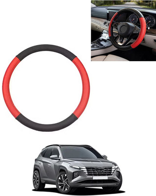 AYW Steering Cover For Hyundai Tucson(Red/Black, Leatherite)