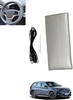 monolive Hand Stiched Steering Cover For BMW Universal For Car(Silver, Leatherite)