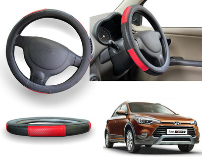 PEEPS STORE Steering Cover For Hyundai Elite i20(Red, Leatherite)