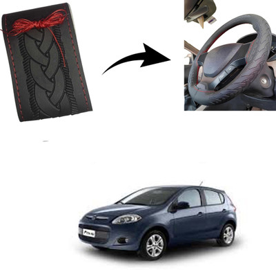 Autoinnovation Hand Stiched Steering Cover For Fiat Palio(Black, Leather)