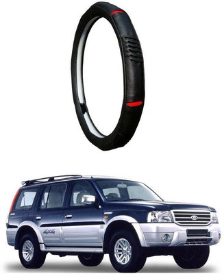 AUTO PEARL Steering Cover For Ford Endeavour(Diamond Black Red, Leatherite)