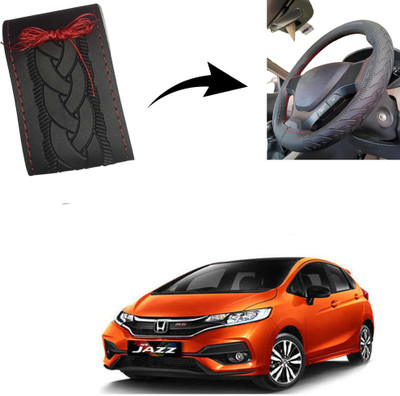 Autoinnovation Hand Stiched Steering Cover For Honda Jazz(Black, Leather)