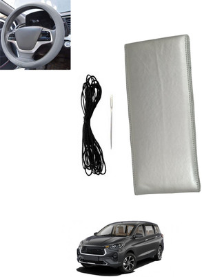 monolive Hand Stiched Steering Cover For Toyota Universal For Car(Silver, Leatherite)