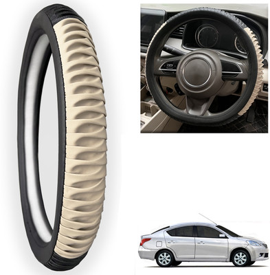 PEEPS STORE Steering Cover For Nissan Sunny(Black, Leatherite)
