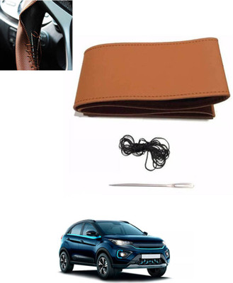 ABJD Hand Stiched Steering Cover For Tata Universal For Car(Tan, Leatherite)