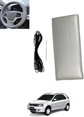 monolive Hand Stiched Steering Cover For Mahindra Verito Vibe(Silver, Leatherite)