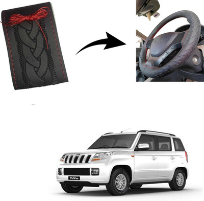 Autoinnovation Hand Stiched Steering Cover For Mahindra KUV 100(Black, Leather)