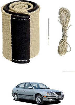 ABJD Hand Stiched Steering Cover For Maruti Elantra(Beige, Black, Leatherite)