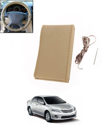 monolive Hand Stiched Steering Cover For Toyota Altis(Beige, Leatherite)