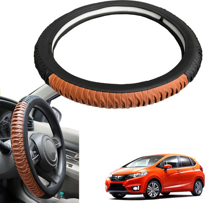 PEEPS STORE Steering Cover For Honda Jazz(Black, Leatherite)