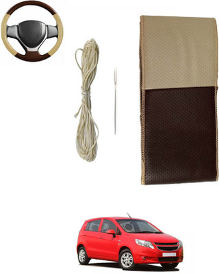 monolive Hand Stiched Steering Cover For Chevrolet Sail(Brown/Beige, Leatherite)