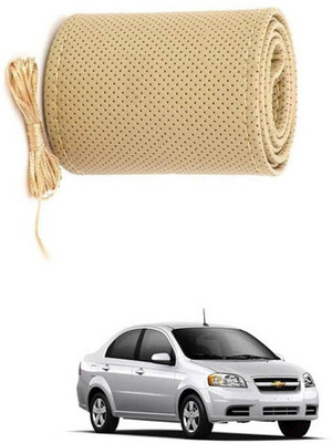 RKPSP Hand Stiched Steering Cover For Universal For Car Aveo(Beige, Leatherite)