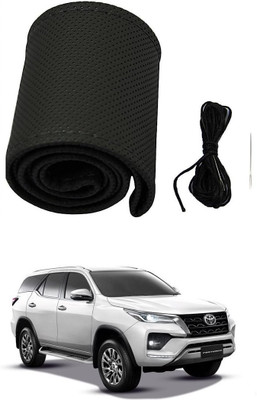 arneja trading company Hand Stiched Steering Cover For Toyota Fortuner(Black, Leather)