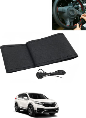 AYW Hand Stiched Steering Cover For Honda Universal For Car(Black, Leatherite)